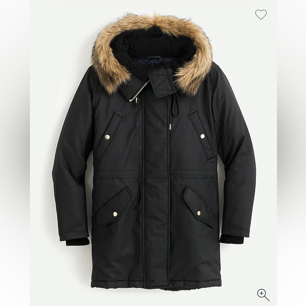 J.Crew Perfect Winter Parka with Eco-Friendly PrimaLoft Black XS